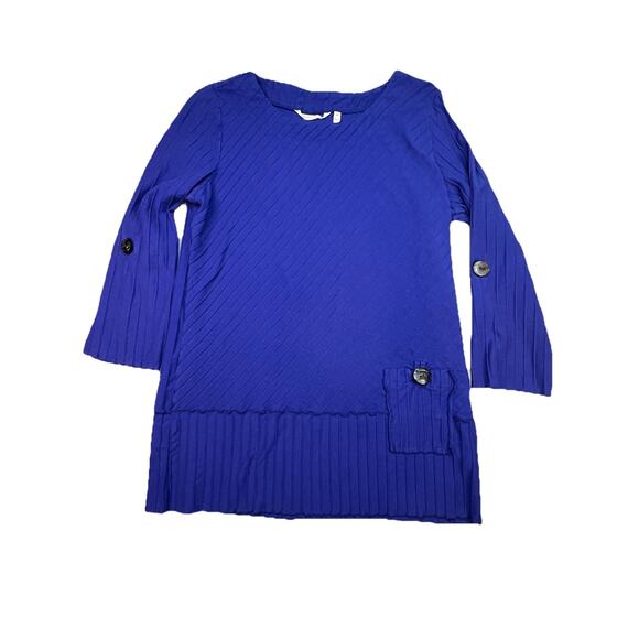 Soft Surroundings Tops - Soft Surroundings Blue Ribbed Cotton Tunic Top Size M